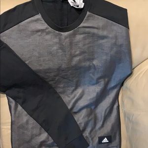 Cool faux leather panel Adidas long sleeved T